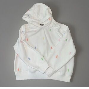 Polo Ralph Lauren White Hoodie Girls M 8 10 All Over Pony